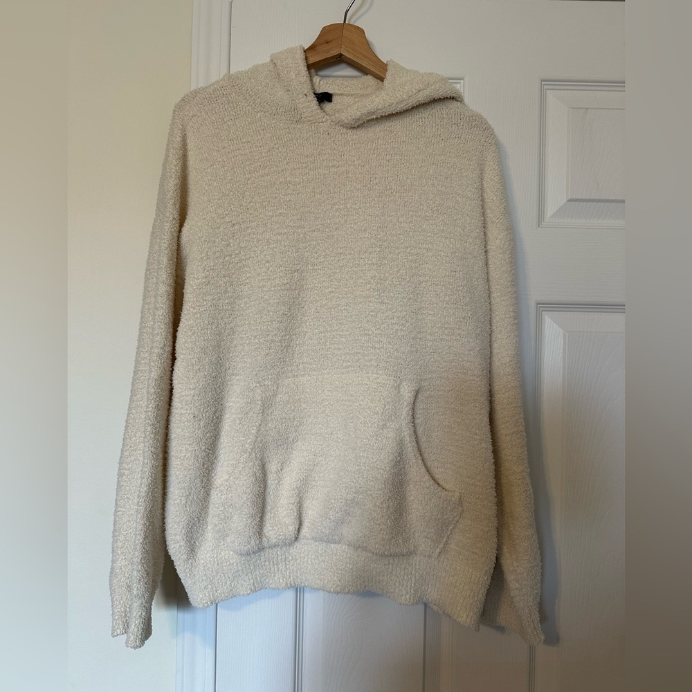 Forever 21 Cream Hoodie Sweater with Fuzzy Texture